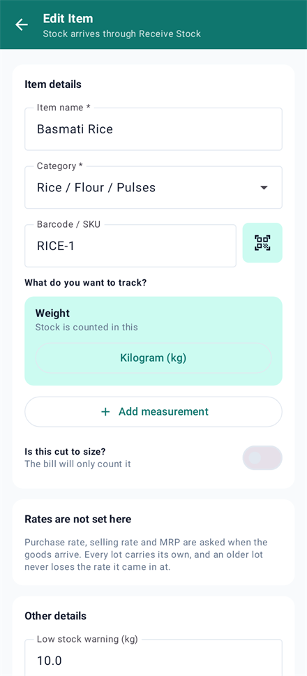 Making an item in Hisabnex